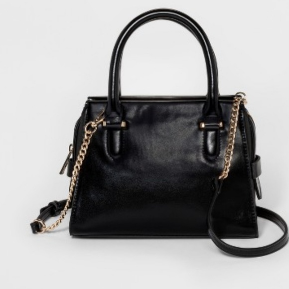 a new day Handbags - TRAPEZOID MIDI SATCHEL HANDBAG BLACK NEW